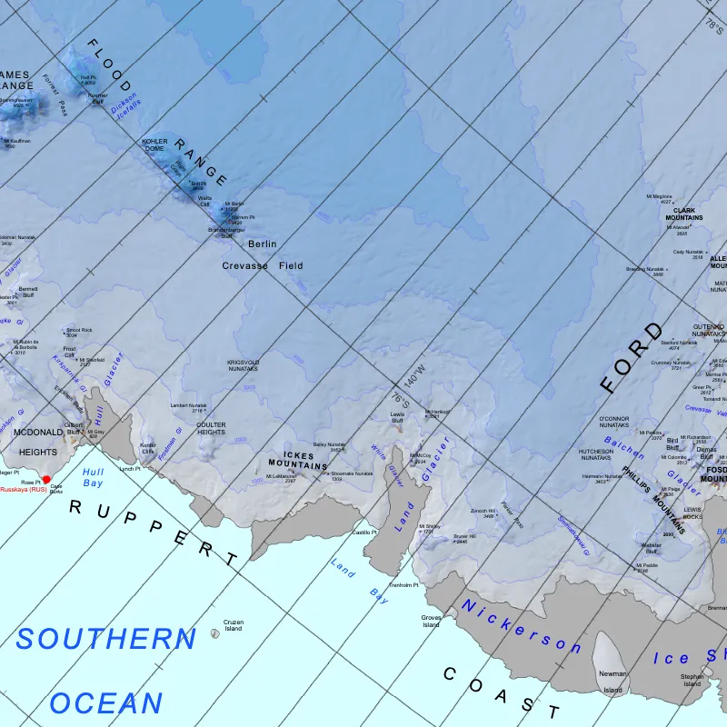 Location of Krigsvold Nunataks on Strauss Glacier